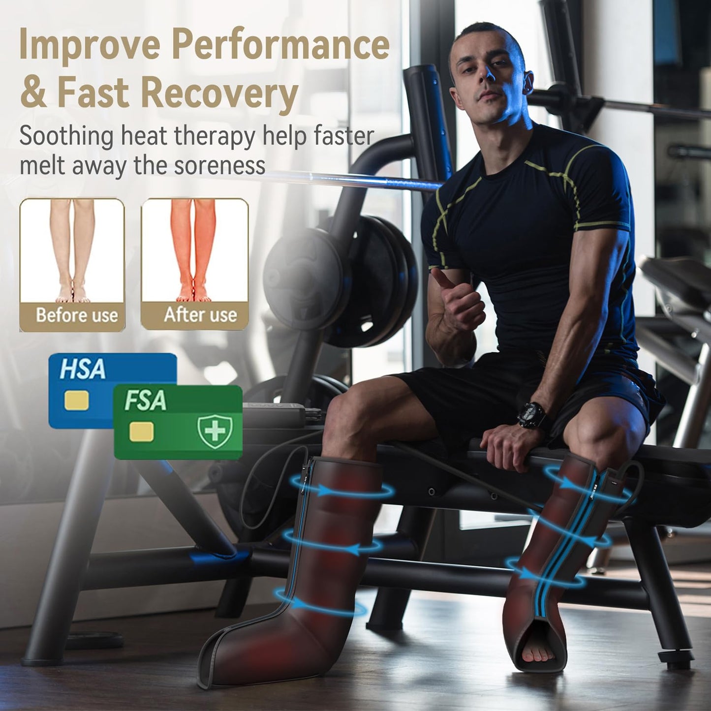FIT KING Leg Massager with Heat and Compression Therapy, Leg Compression Massage for Circulation, Swollen Leg, RLS Pain & Fatigue Relief, Foot Calf Massager Boots, Recovery Gift for Mom Dad