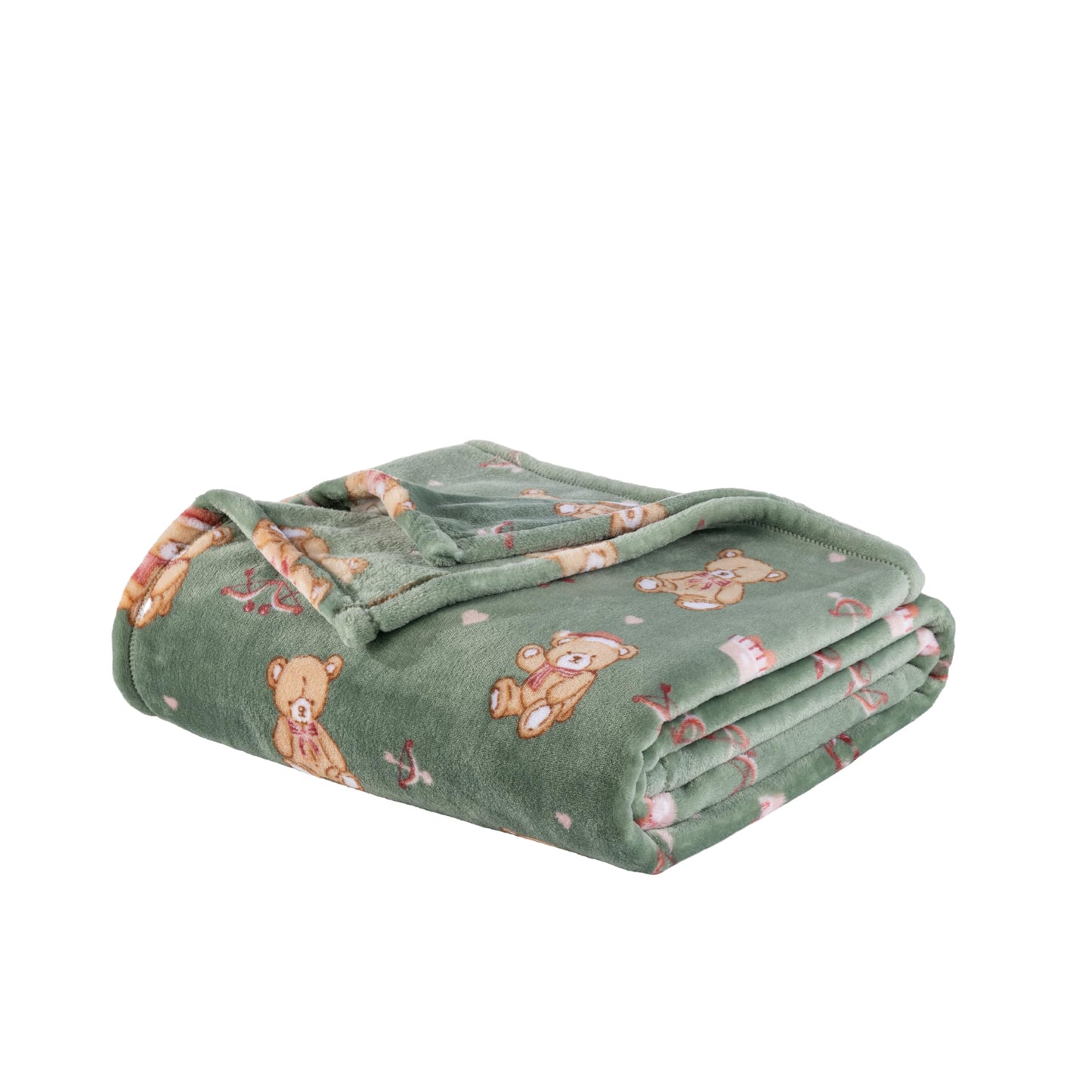 Sushing Christmas Printed Fleece Throw, Soft Plush Warm Festive, Cozy Couch Decor, 60"× 70", Teddy Bears