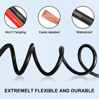 6 Gauge Wire 10 Feet, 6 AWG Pure Copper Wire, 6AWG Red and Black Oxygen Free Stranded Low Voltage Wire for Solar Panel, Automotive, Audio Auto, LED Lighting, Generator(6 AWG 10FT)