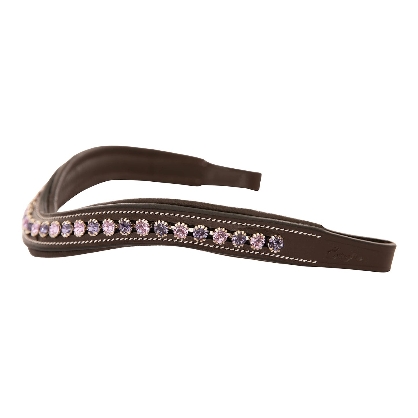 Exion Horse Browband for English Bridle | Curved Shape Padded Equestrian Browband for Show & Dressage | Tanzanite, Violet Crystal Browband for Horses