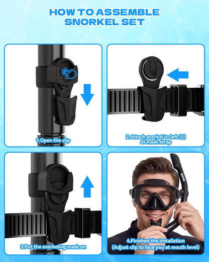 Aegend Diving Dry Snorkel for Adult & Youth - Foldable Snorkeling Gear with Top Dry Valve, Perfect for Snorkeling, Freediving, Swimming and Scuba Diving (Cyan & Rose Red)