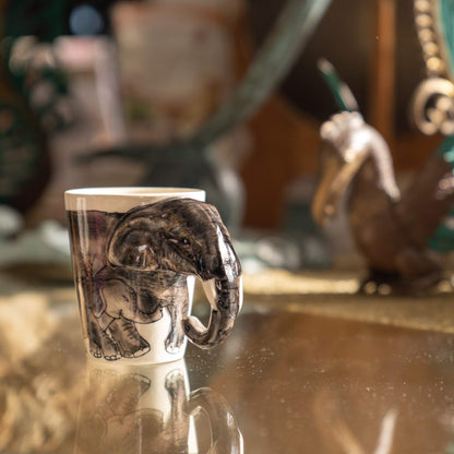 IYARA CRAFT 3D Elephant Mug 11oz – Chubby Handle Design, Handmade Ceramic, Microwave & Dishwasher Safe, Wildlife Coffee Cup, Gift for Animal Lovers, Women, Tea & Hot Chocolate