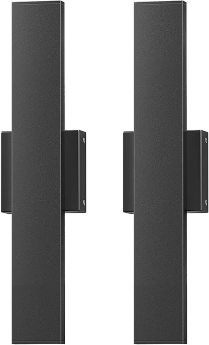 EDISHINE 2 Pack LED Outdoor Wall Lights Dimmable, 3000K 4000K 5000K, 15.7" Modern Black Outdoor Wall Sconce, IP65 Waterproof, Linear Exterior Wall Light for Entrance, Hallway, Garage, Porch
