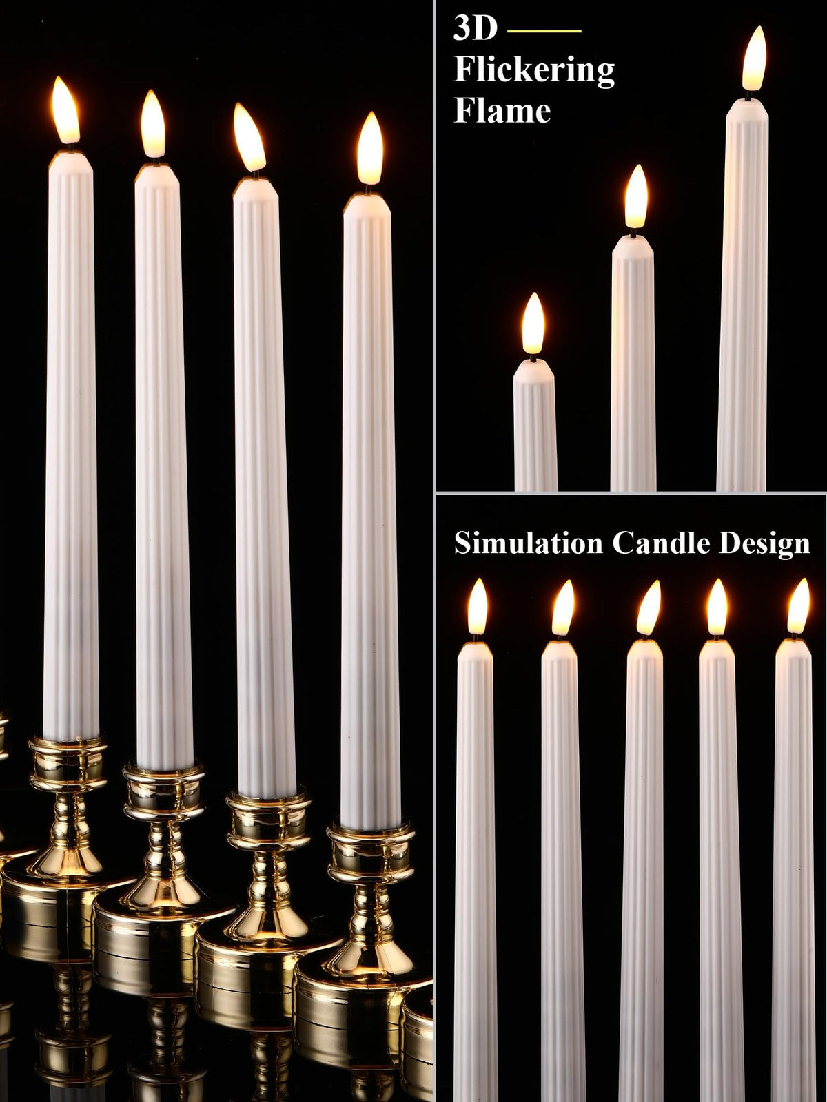 Treela 36 Pieces Flameless Taper Candles Flickering Faux LED Battery Operated Electric Fake Candles for Christmas Halloween Birthday Wedding Party(White,0.8x11 Inches,Roman Column)