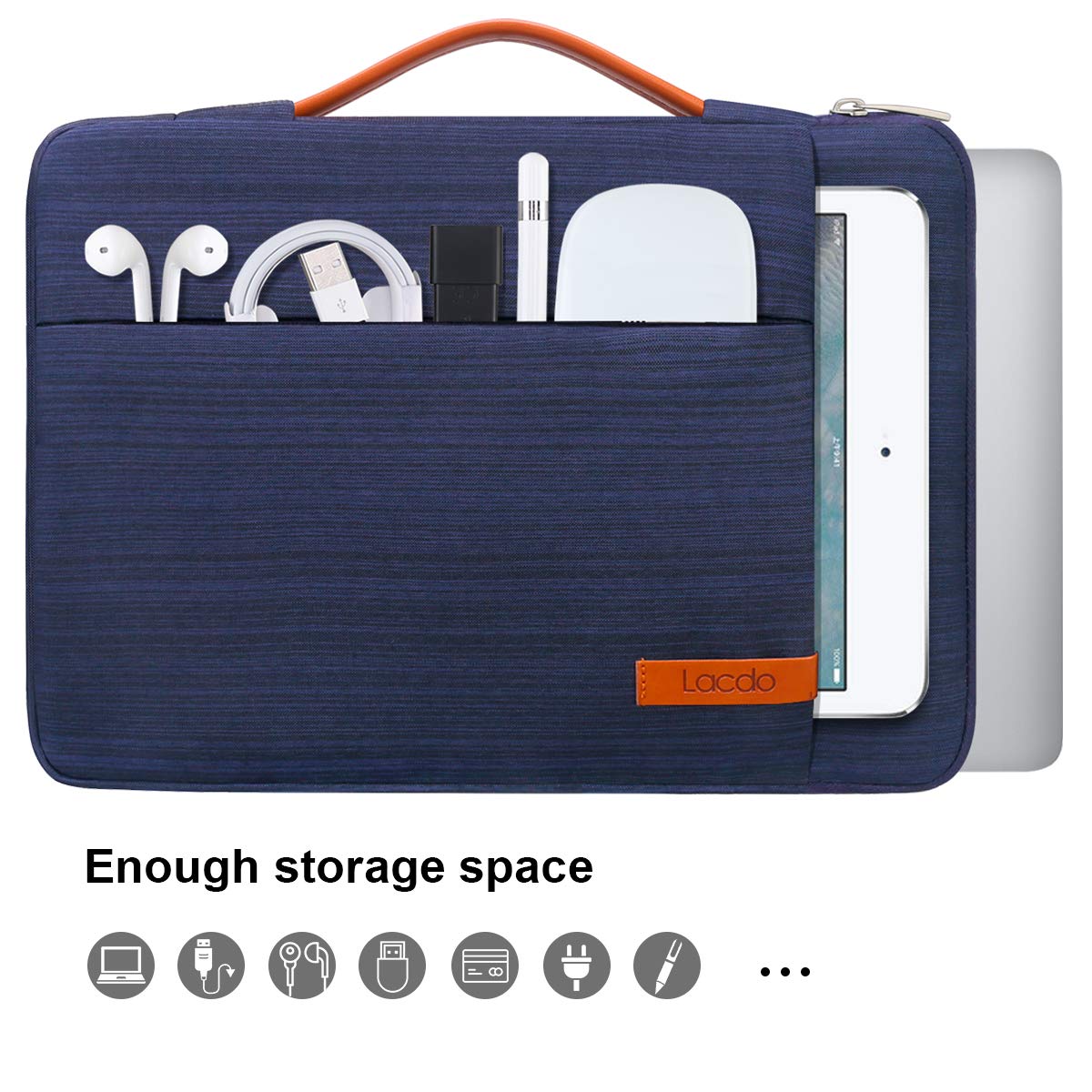 Lacdo 360° Protective 14 Inch Laptop Sleeve Case for HP Lenovo Dell ASUS Acer Chromebook 14 / HP Stream 14 / Dell Inspiron 14 / Lenovo IdeaPad 14 / Acer Spin 3 /ASUS ZenBook 14 Computer Bag, Blue