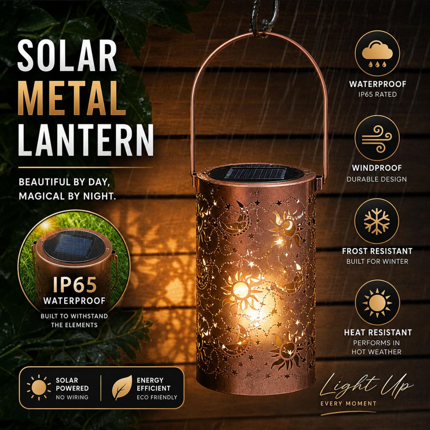 Season 2 Season Solar Lantern Outdoor Waterproof with Sun Moon Stars Patterns, Garden Tangled Decor for Yard Patio Lawn Porch Backyard, Ramadan Light Unique Gifts for Women