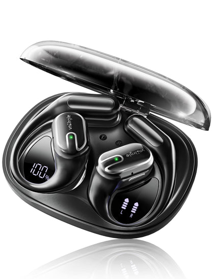Open Ear Earbuds Bluetooth Headphones Wireless - 80Hrs Playtime Wireless Earbuds with IPX7 Waterproof Touch Control Earphones Sport with 18.2mm Drivers Stereo Sound Bluetooth 6.0 for Running Fitness