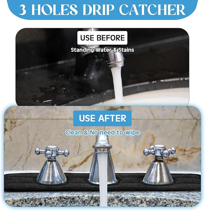 2 Pcs Faucet Mat for Kitchen Sink Splash Guard for Kitchen Sink Faucet Dish