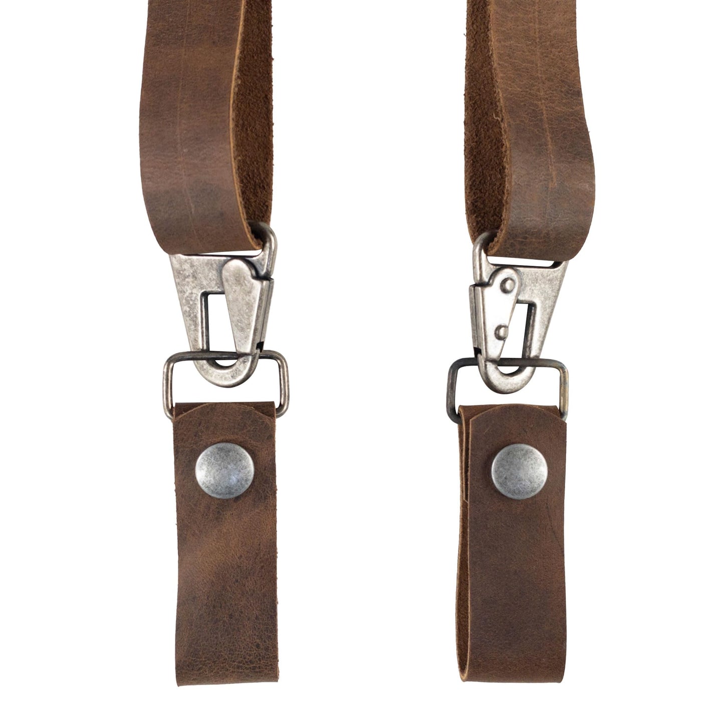 Hide & Groom, Set of 2 Suspender Loops Attachment for Men with Snap Closure, Heavy Duty, Wedding Accessories, Full Grain Leather, Handmade, Bourbon Brown