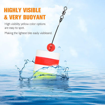 Dovesun Popping Cork Weighted Fishing Bobbers Floats Fishing Corks Popping Corks for Saltwater Freshwater Yellow Float Length-4in & Buoyancy-1.23oz*5pcs