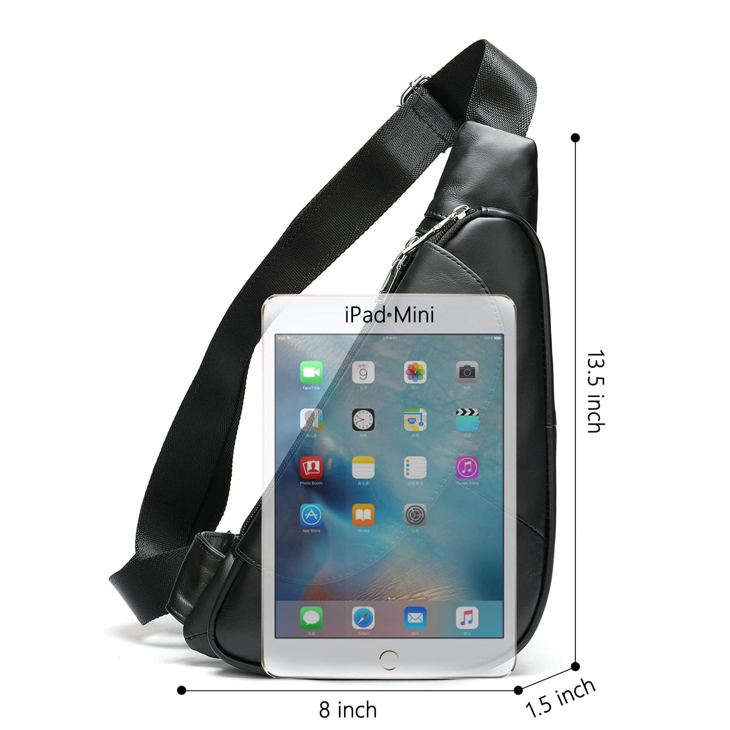 Genuine Leather Mens Sling Bag Triangle Small Women Crossbody Bags Purses Front Chest Day Pack One Shoulder Strap Backpack