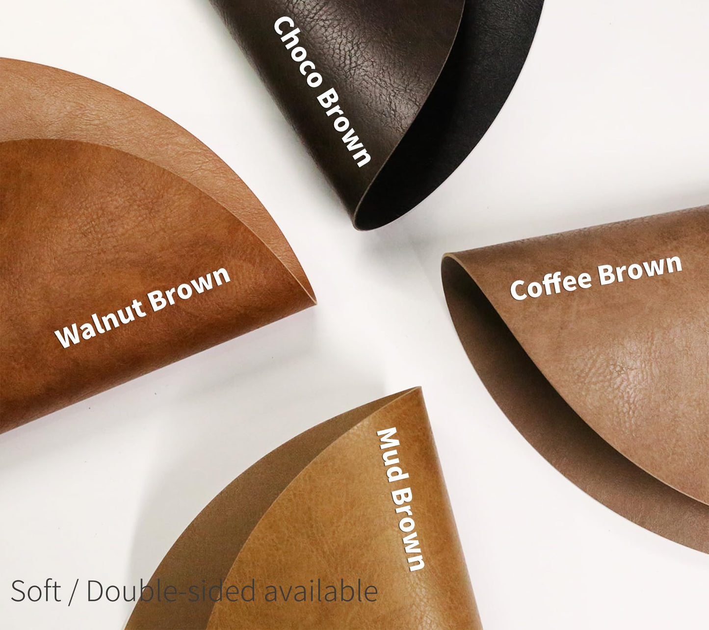 RENMTURE Faux Leather Placemats Set of 4,with 4 Cup mat,Washable, for Kitchen Dining Table,Restaurant,Coffee Shop (Walnut Brown, Round)