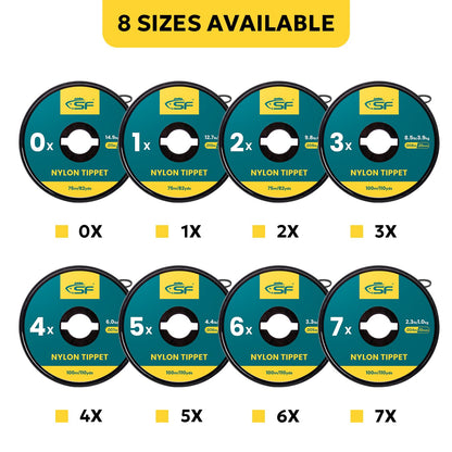 SF Clear Monofilament Nylon Tippet Line Fly Fishing with Spool Holder Tippets Leaders Trout # 100M 4X-6X 3 Packs