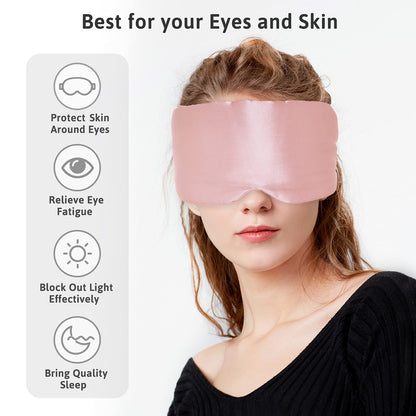 Silk Sleep Mask for Women Men, Mulberry Silk Eye Sleeping Mask & Blindfold with Adjustable Velcro Strap, Blackout Eye Cover for Sleep Travel Yoga Nap, Large Size, Black