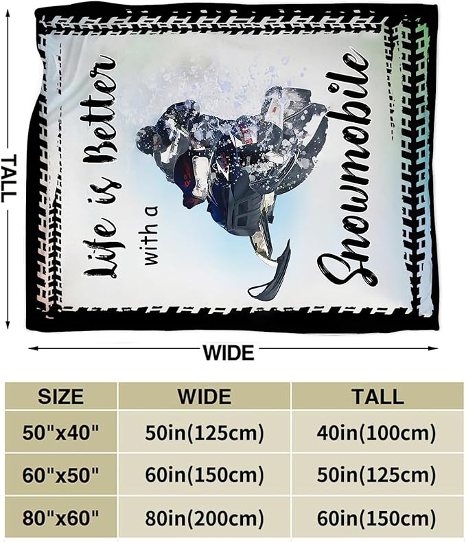 Snowmobile Lover Flannel Fleece Throw Blanket - Soft Warm Cozy Plush Sport Decor Gift For Bed Couch Living Room - Fuzzy Stuffed Decoration For Kids Adult 80"x60"