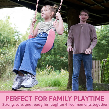 TURFEE Heavy Duty Swing Seat Pink Color with 66” Chain, Swing Set Accessories Replacement with Snap Hooks for Kids Outdoor Play Playground