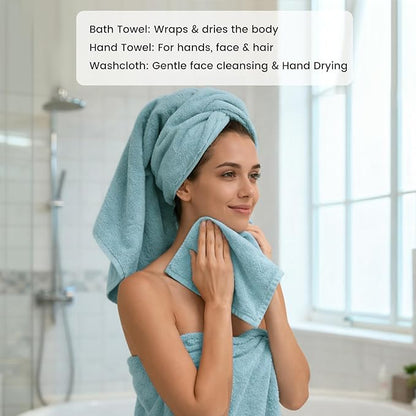 SEMAXE 12-Piece Family Bathroom Towel Set