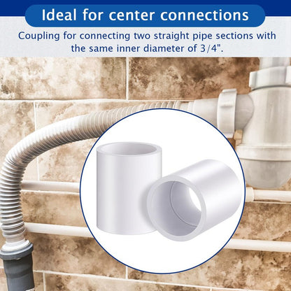 Frienda 30 Pack 3/4'' White PVC Pipe Coupling Adapter Pipe Fittings Schedule 40 Heavy Duty Slip Socket Connectors for Plumbing Irrigation Pool Garden