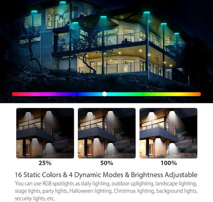 144W LED Wall Washer Light Linkable with Remote Control, AC 120V 5700K RGBW Color Changing Spotlight Dim Flood Light for Indoor Outdoor Lighting, Casinos, Weddings, Parties, Wall, Landscape