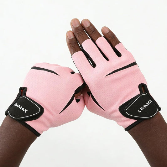 Workout Gloves for Women & Men - Breathable Half Finger Fitness Gloves with Non-Slip Padded Palm | Lightweight for Weight Lifting, Cycling, Crossfit, Training - Pink