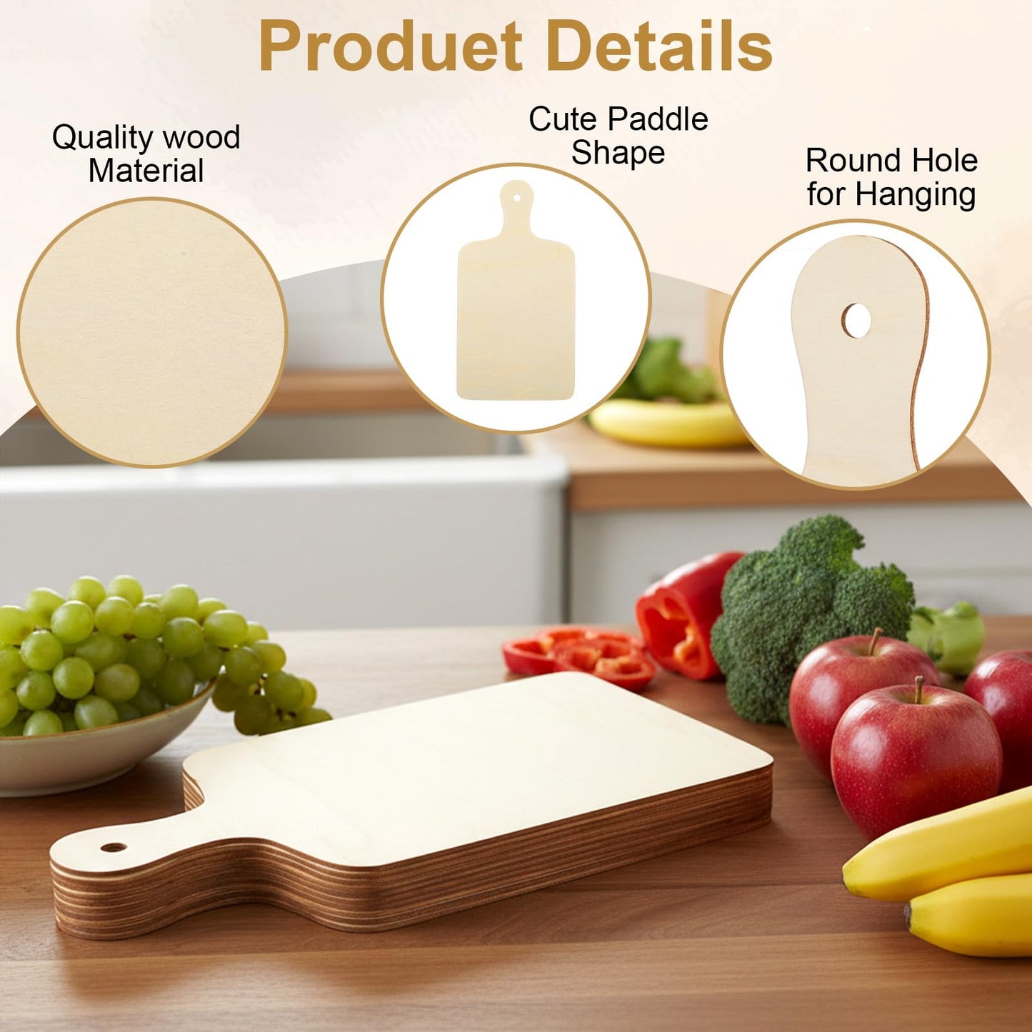 24 Pcs 11.8 x 6.3 Inch Large Unfinished Wooden Cutting Boards with Handles Charcuterie Boards for DIY Crafts, Kitchen Serving, Christmas Thanksgiving Decor