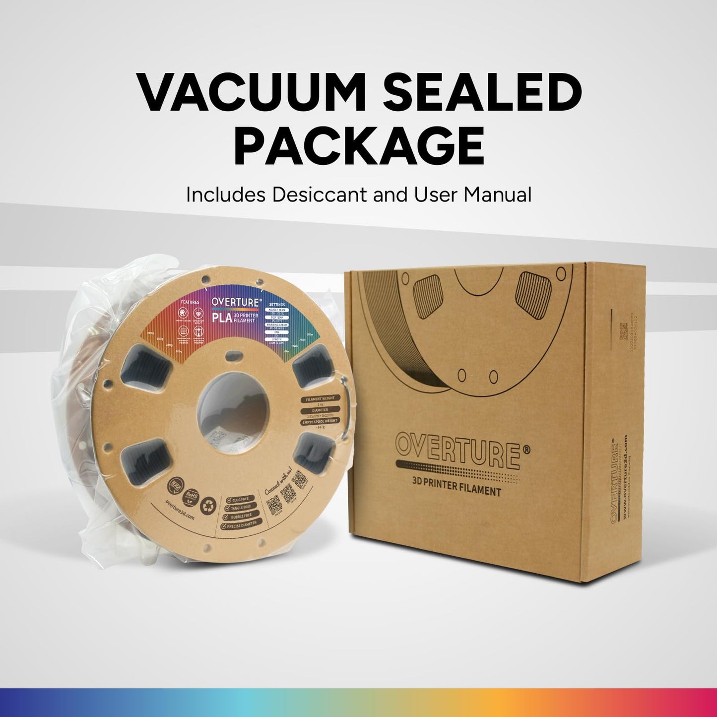 OVERTURE PLA Filament 1.75mm, Neatly Wound 3D Printer Filament 1kg Spool (2.2lbs), Dimensional Accuracy +/- 0.02 mm, Fit Most FDM 3D Printers (Black 1-Pack)