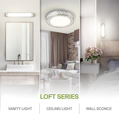 ASD 12 Inch LED Flush Mount Ceiling Light Fixture for Bedroom, 20W 1130LM 5CCT 2700K-5000K, Dimmable Lights, Dining, Living Room, Kitchen Lamps, Modern Home Lighting Fixtures, Nickel, ETL, 4 Pack