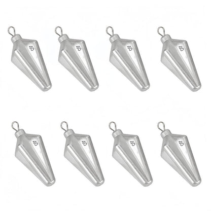 Magnoloran 8PCS Fishing Weights Sinkers, Bank Fishing Sinkers Four Corner Catfishing Sinkers Saltwater Surf Fishing Weights Lead Sinkers Torpedo Weights Pyramid Sinkers-1.4oz(40g)