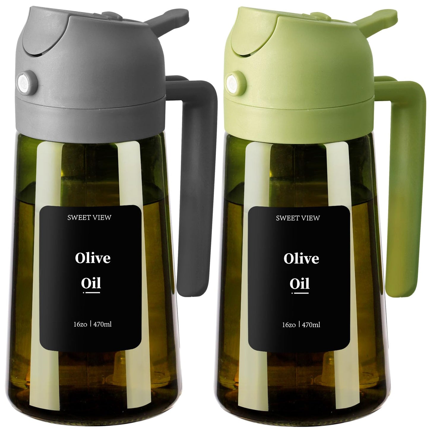Olive Oil Dispenser and Oil Sprayer – 16oz/470ml Glass Light-Proof Oil Pourer for Kitchen, Air Fryer, Cooking, Salad, and BBQ