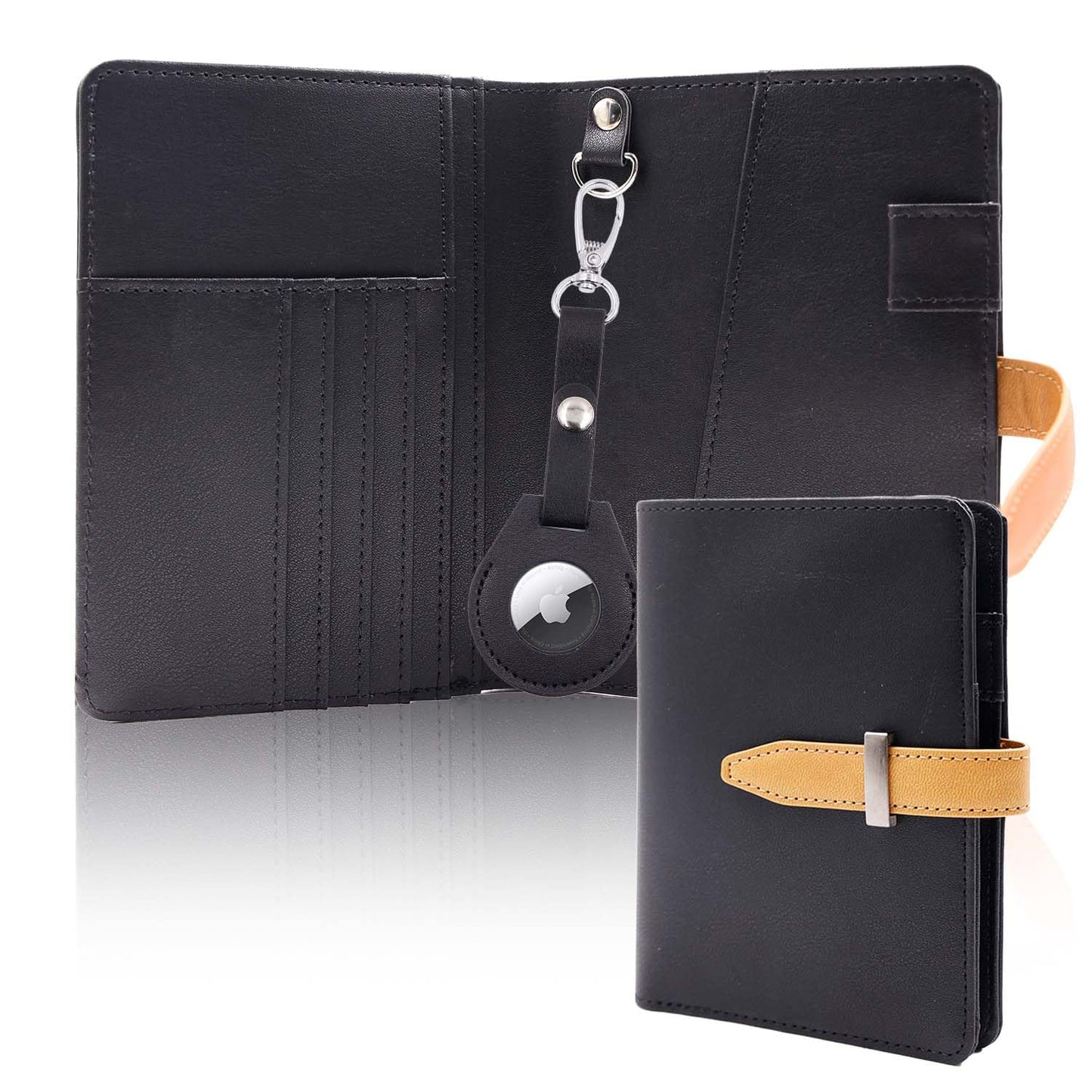 Deziliao Passport wallets, Mulit-purpose RFID Blocking Passport Holder AirTag Wallet, Travel Wallet（Black）
