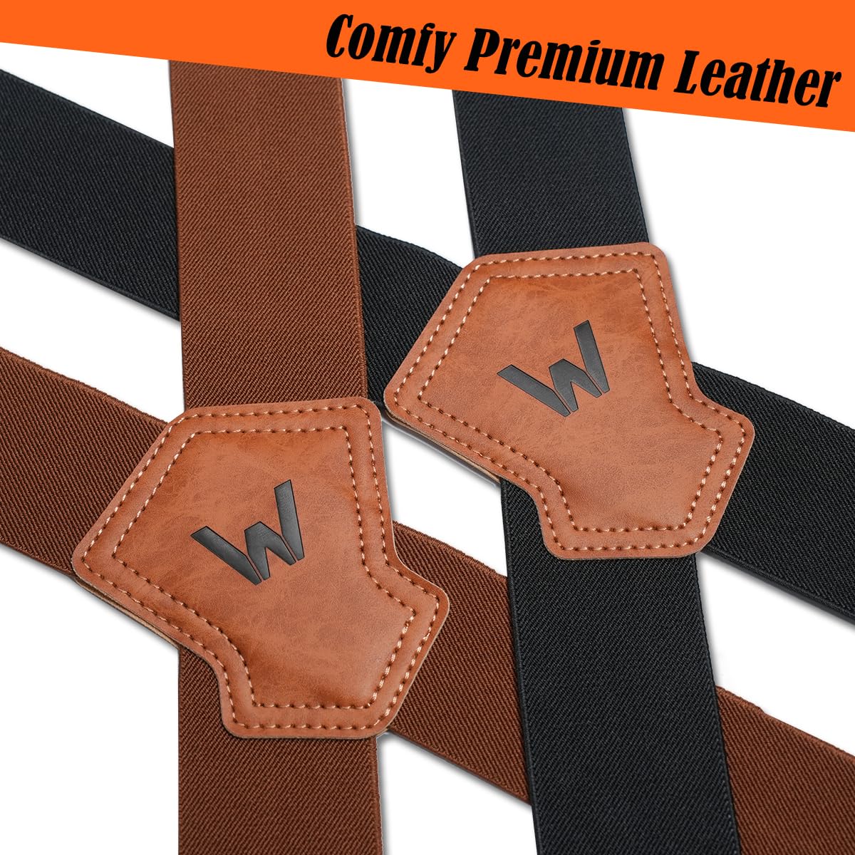 WELKINLAND 2-Piece Clip-On Suspenders Set, Comfy 2 Inch Suspenders for Men, Suspenders for Men Heavy Duty, Sturdy Work Suspenders for Mens Elastic, Adjustable mens gift set