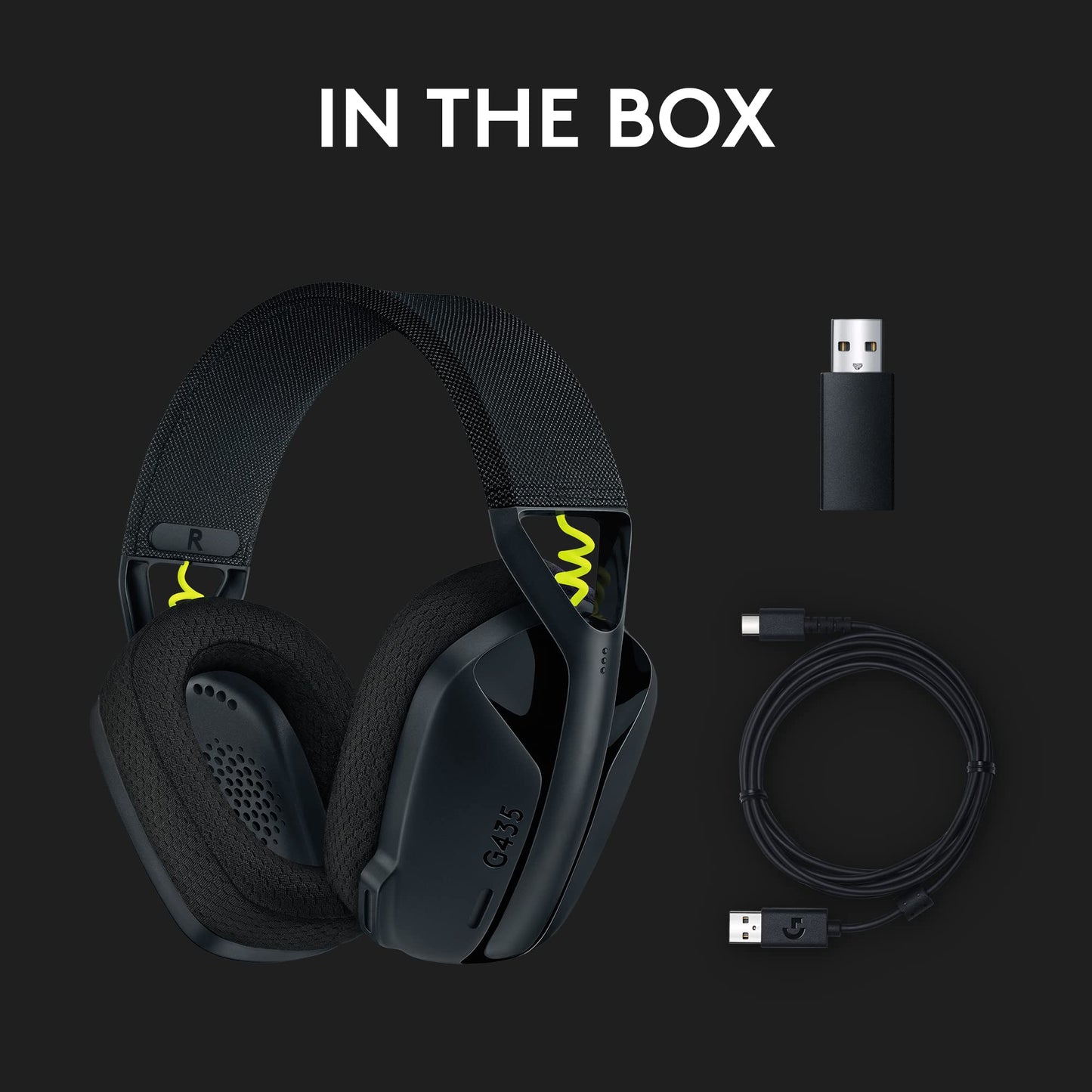 Logitech G435 Lightspeed & Bluetooth Wireless Gaming Headset - Lightweight Over-Ear Headphones, Built-in mics, 18h Battery, Dolby Atmos, PC, PS4, PS5, Nintendo Switch/Switch 2, Mobile - Black