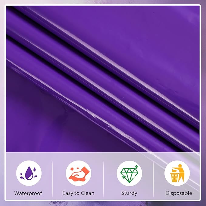3 Packs Disposable Purple Tablecloths 54 x 108 inch Rectangular Plastic Table Cloth for Parties Waterproof Table Cover for Wedding Outdoor Picnic Birthday Party Decoration