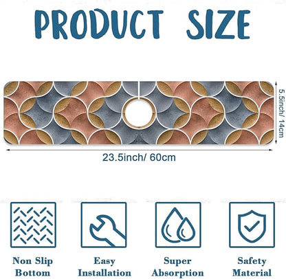 Geometric Printing Sink Splash Guard Faucet Mat Ceramic Tile Texture Super