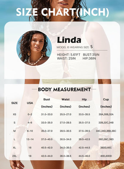 Herseas Metal U-Wired Bikini Set for Women Spaghetti Straps Bathing Suit High Cut Out 2 Piece Tummy Control Curvy Swimsuit Summer Beach Outfits Swimwear Apricot X-Small