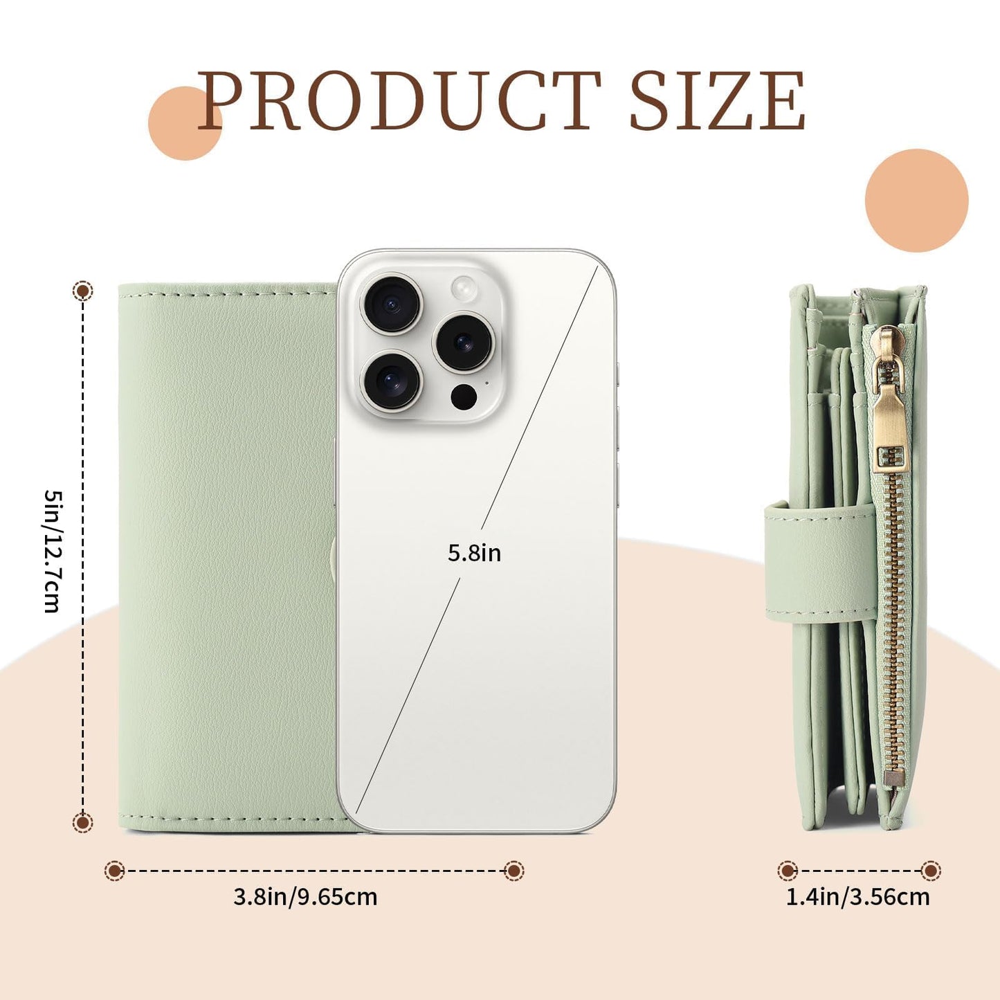 GAEKEAO Small Wallet Women Vegan Leather RFID Blocking Bifold Ladies Compact Card Holder with Zipper Pocket & ID Window