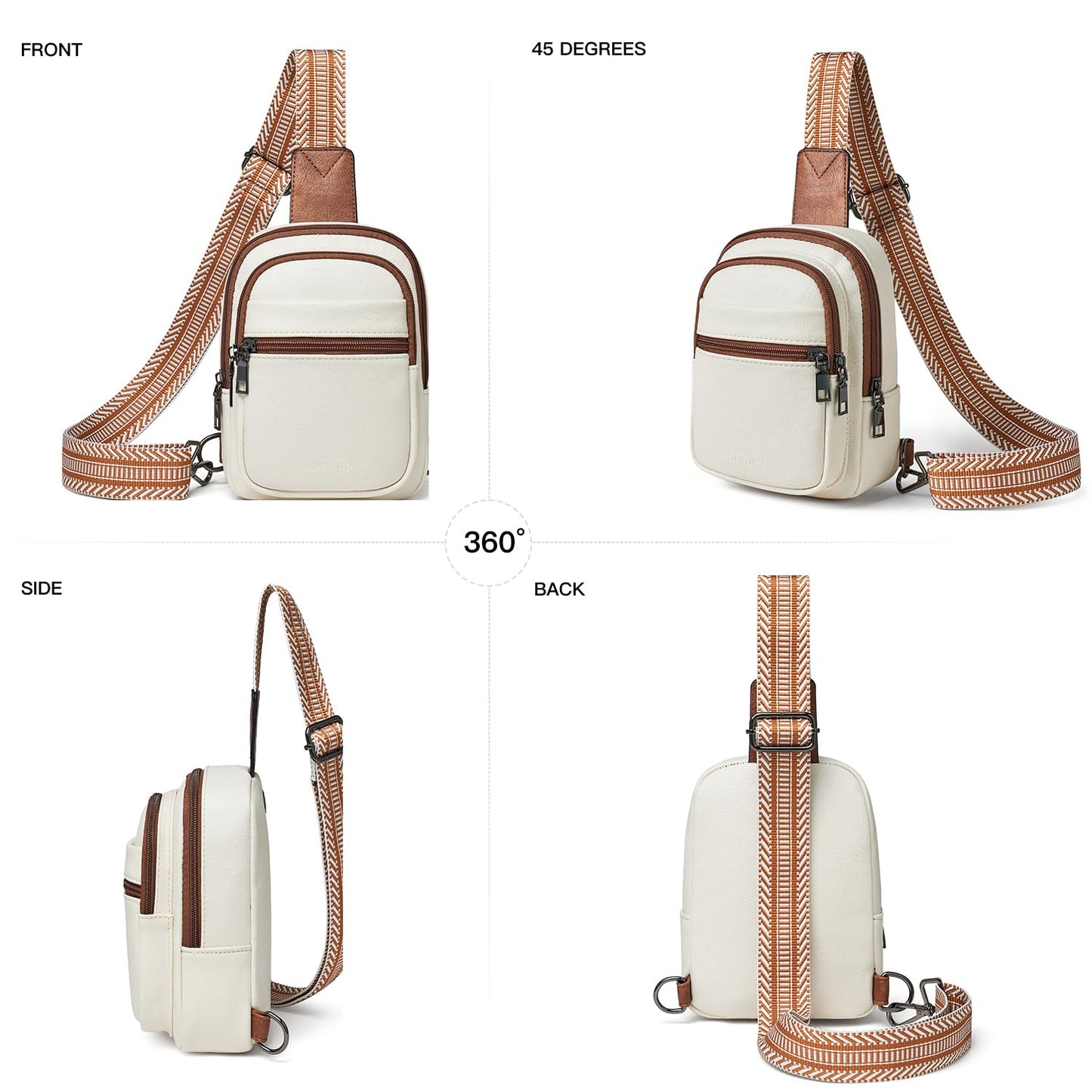 LATMAP 3L SMALL Sling Bag Fanny Packs For Women Men Mini Crossbody Chest Belt Travel Bag Purse Handbag Faux Leather Fashion Cute Beige