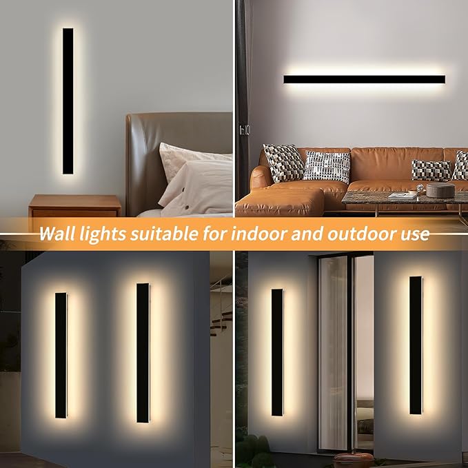 Mikeru 47.2in Outdoor Wall Light Fixtures, 3000k Exterior Wall Sconces, Acrylic Invisible Lighting for Porch, Balcony, Patio & Garage