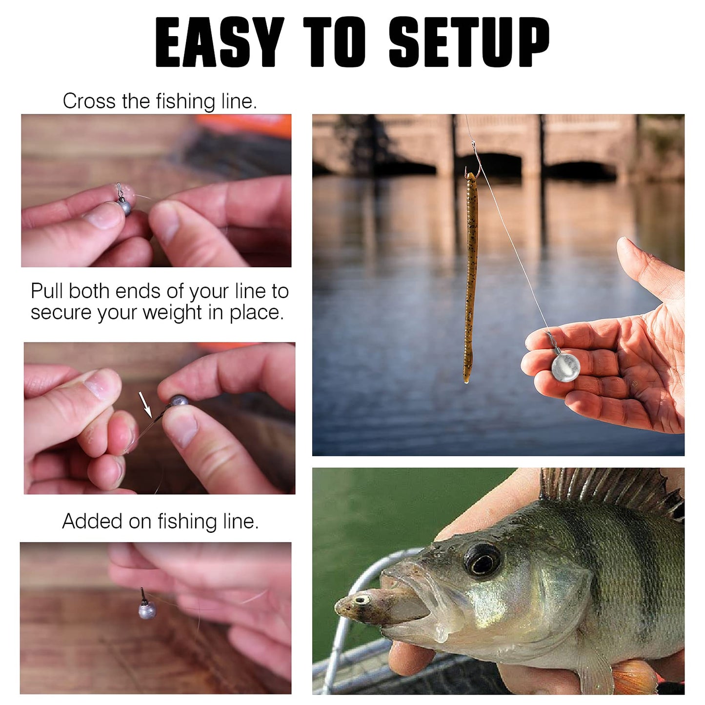 AMYSPORTS Casting Bass Weights Sinker Lead Round Removable Fishing Weights Sinker Drop Shot Fishing Sinker Freshwater 25pcs 1/4oz