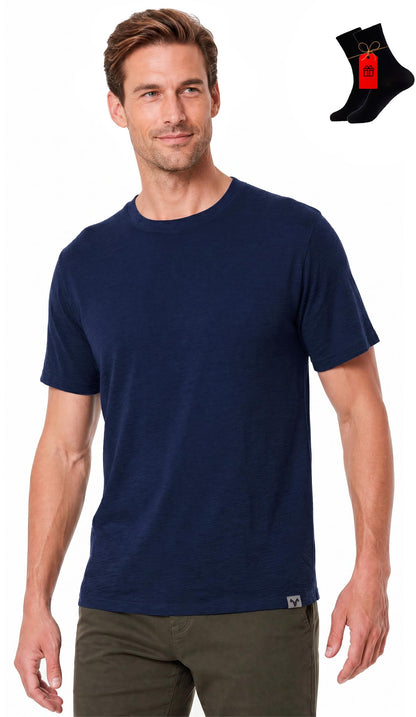 MERINNOVATION Mens Merino Wool T-Shirt - Men Merino Wool Shirt Lightweight Base Layer Undershirt Men's Equestrian Shirts Indigo Blue