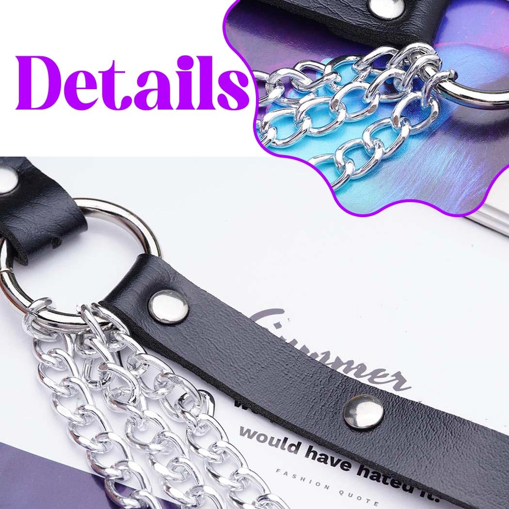 GEMILY Leather Chest Chain Belt Fashion Rave Goth Body Harness for Women