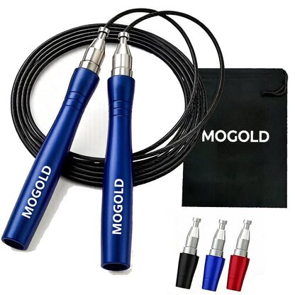 Mogold 10ft Workout Jump Rope Length Adjustable - Boxing Jump Rope with Metal Grip & 2.0mm 3.0mm Thick Cable,Self-Locking Tangle-Free, Best Cardio & Endurance Training