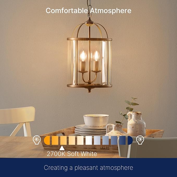 FLSNT LED 60 Watts Equivalent Chandelier Light Bulbs, CA11 Dimmable Filament Clear LED Candelabra Bulbs, E26 Medium Base, 2700K Soft White, 6 Pack UL,CA65 Listed.