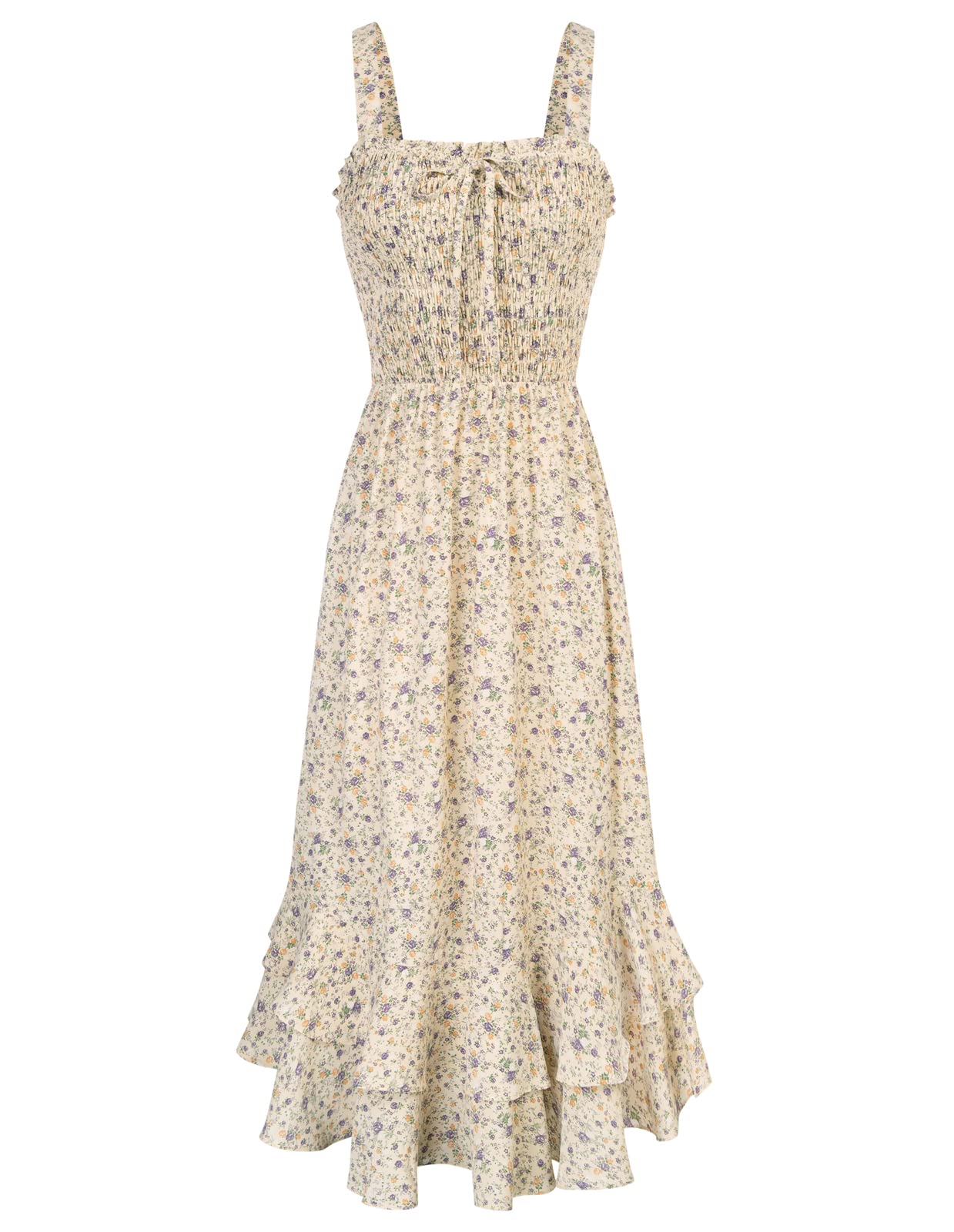GRACE KARIN Women's 2025 Summer Floral Boho Dress Square Neck Strapped Swing A Line Sundress Beach Long Maxi Outfits
