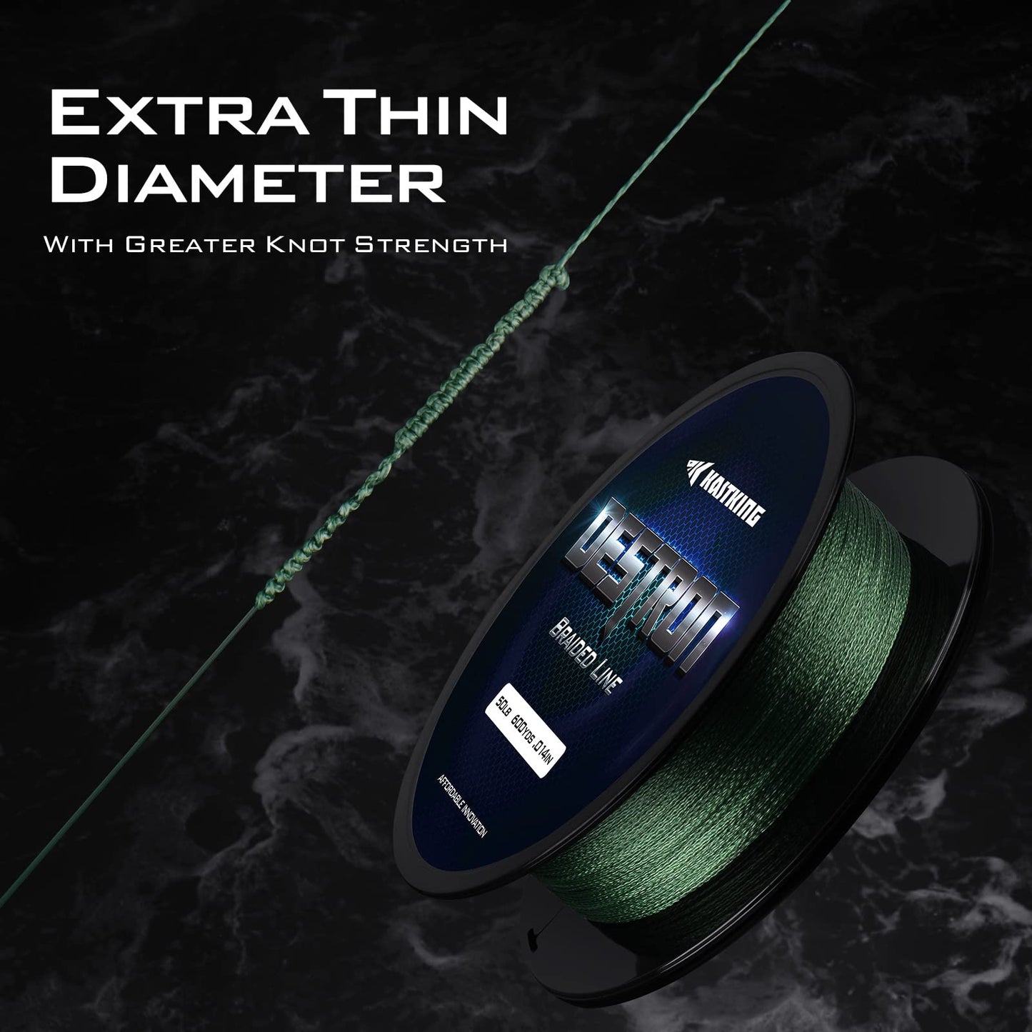 KastKing Destron Braided Fishing Line, Gray , 600 yds-6lb-0.11mm