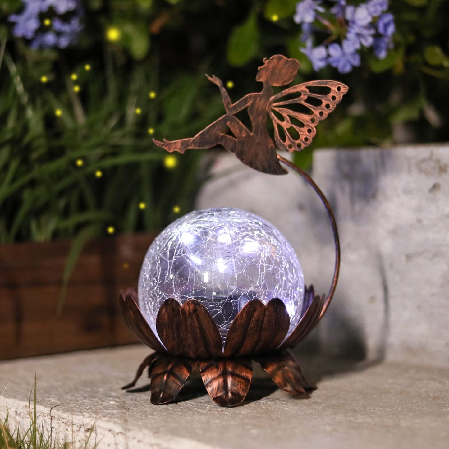 MUMTOP Solar Lantern Fairy Light, Crackle Glass Solar Lights Outdoor LED Waterproof Tabletop Lamp for Table, Yard, Garden, Patio, Lawn Decor or Mother's Day Gifts