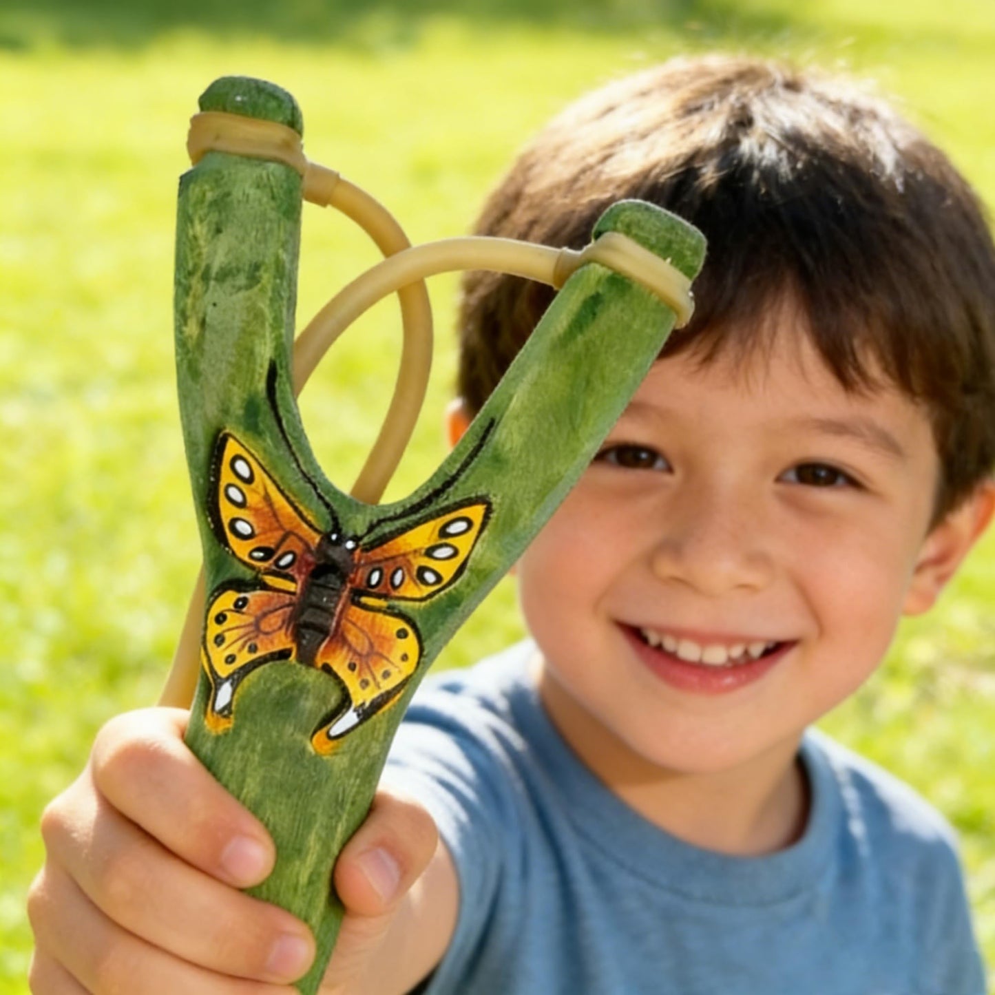 LANJAY Solid Wood Slingshot with Custom Engraving, Includes Clay Balls & Pompoms - Target Shooting & Outdoor Activity Toy for Kids & Adults, Ideal Children's Gift