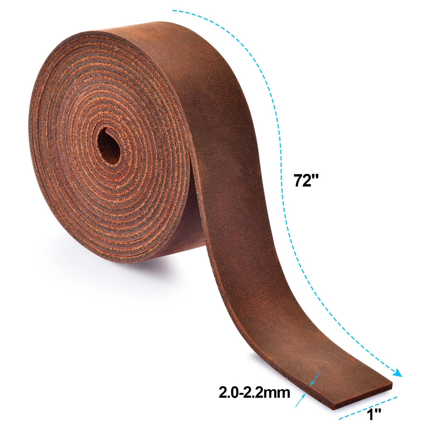 Leather Strap 1 Inches Wide Flat Leather Straps for Crafts, Full Grain Oil Tan Leather Strips for Crafts, Tooling, Belt, Garden Tools (2mm Thick 72 Inches Long Dark Brown)