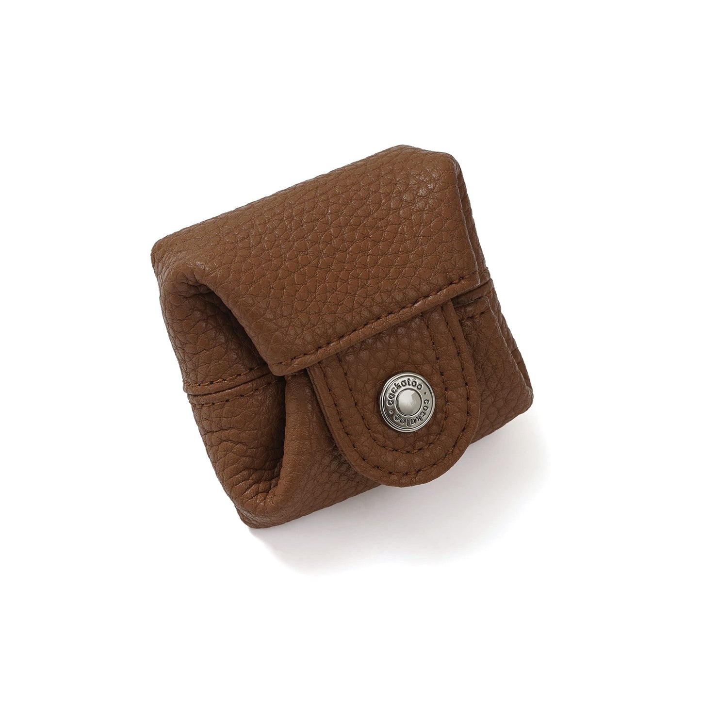 Cockatoo Genuine Leather Coin Pouch Change Holder, Mini Snap Pocket Wallet for Men Women (Brown, Small)