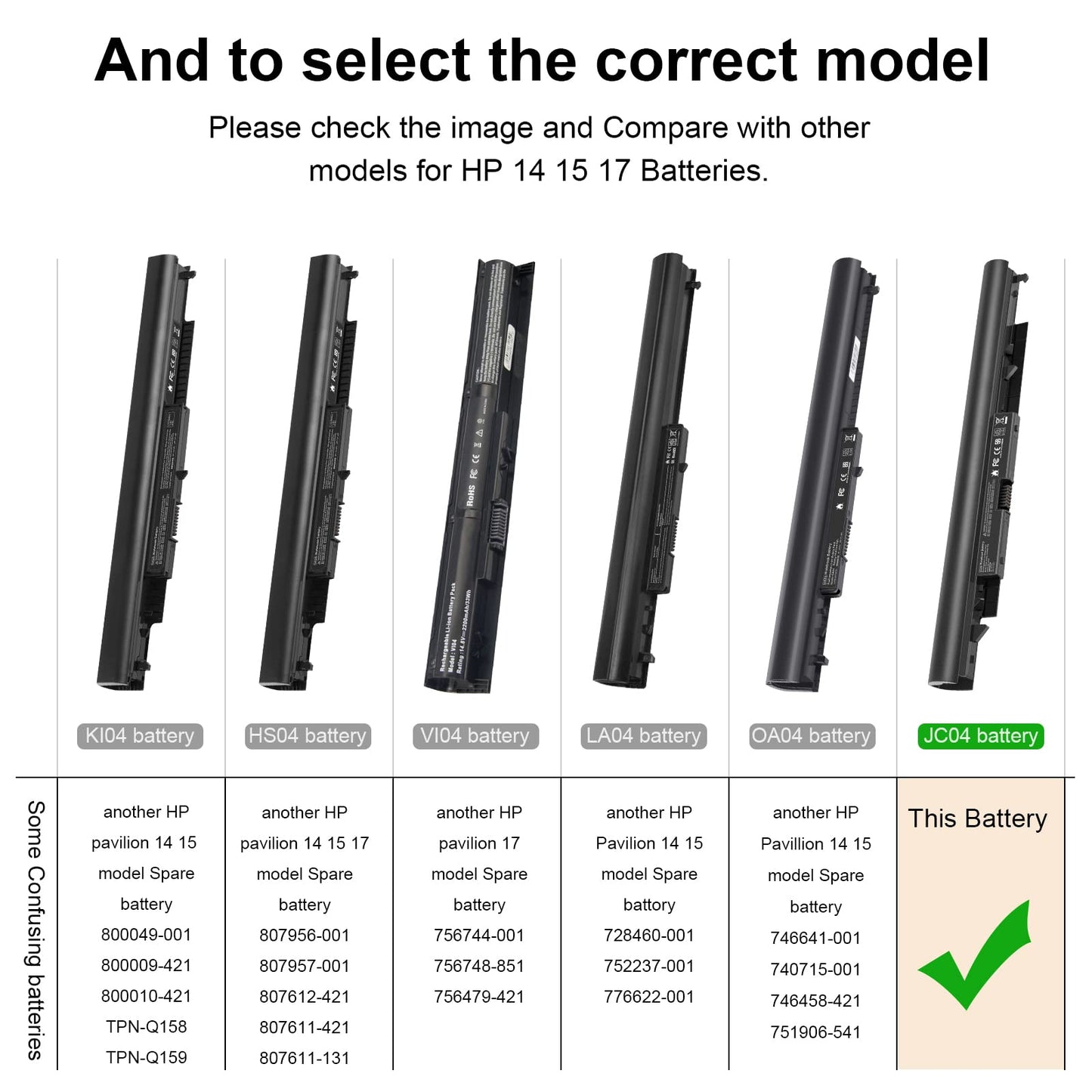 919700-850 Laptop Battery for HP Spare 919681-221 919682-121 919682-421 919682-831 919701-850 JC03 JC04 15-BS000 15-BW000 15-bs0xx 15-BS113DX 15-BS013DX 15-BS015DX 15-BS115DX 15-BS060WM 15-BS070WM